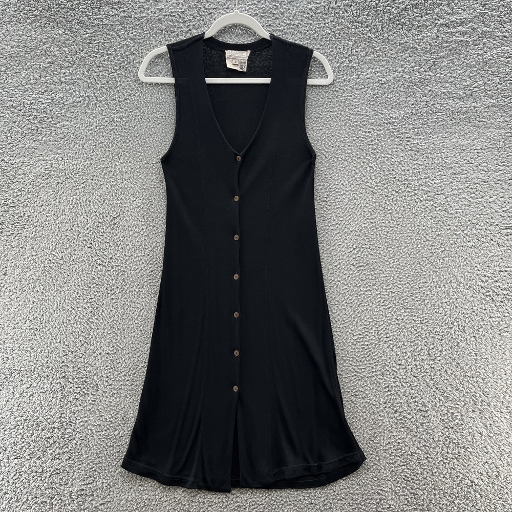 Transit Par Such XS Black Stretch Jersey Slim Button Front Layering Vest